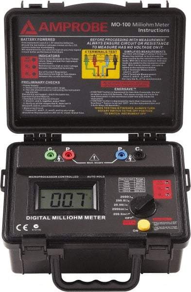 Amprobe - Digital LCD Display, 2,000 Megohm Electrical Insulation Resistance Tester & Megohmmeter - Powered by AA Battery - Benchmark Tooling