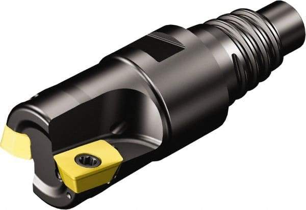 Sandvik Coromant - 2 Inserts, 1/2" Cut Diam, 31/64" Arbor Diam, 0.2283" Max Depth of Cut, Indexable Square-Shoulder Face Mill - 90° Lead Angle, 0.7874" High, 390R-07.. Insert Compatibility, Through Coolant, Series CoroMill 390 - Benchmark Tooling