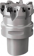 Seco - 66mm Cut Diam, 7.5mm Max Depth of Cut, 60mm OAL, Indexable Square Shoulder End Mill - C6 Modular Connection, 90° Lead Angle, Series Square 6 - Benchmark Tooling