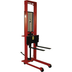 Wesco Industrial Products - 1,000 Lb Capacity, 56" Lift Height, Steel Stacker Manually Operated Lift - Benchmark Tooling