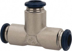 Value Collection - 5/32" Outside Diam, Nickel Plated Brass Push-to-Connect Tube Union Tee - 250 Max psi, Tube to Tube Connection, Buna O-Ring - Benchmark Tooling