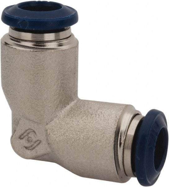 Value Collection - 5/32" Outside Diam, Nickel Plated Brass Push-to-Connect Tube Union Elbow - 250 Max psi, Tube to Tube Connection, Buna O-Ring - Benchmark Tooling