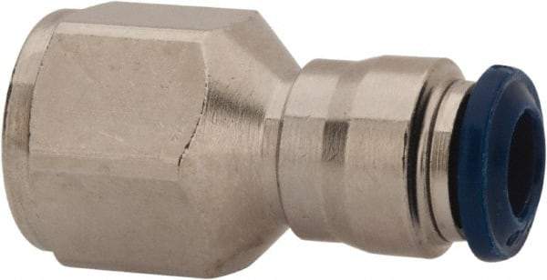 Value Collection - 3/8" Outside Diam, 3/8 NPTF, Nickel Plated Brass Push-to-Connect Tube Female Connector - 250 Max psi, Tube to Female NPT Connection, Buna O-Ring - Benchmark Tooling