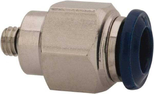 Value Collection - 1/8" Outside Diam, 10-32 Universal, Nickel Plated Brass Push-to-Connect Tube Male Connector - 250 Max psi, Tube to Universal Thread Connection, Buna O-Ring - Benchmark Tooling