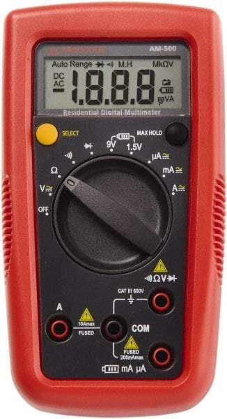 Amprobe - 4018624, CAT III, 600 VAC/VDC, Digital Auto Ranging Manual Ranging Multimeter - 20 mOhm, Measures Voltage, Current, Resistance - Benchmark Tooling