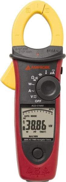 Amprobe - 3729950, CAT IV, CAT III, Digital True RMS Clamp Meter with 1.4567" Clamp On Jaws - 999.9 VAC/VDC, 599.9 AC Amps, Measures Voltage, Capacitance, Current, microAmps, Temperature - Benchmark Tooling