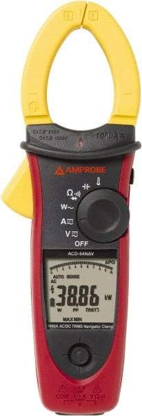 Amprobe - 3729989, CAT IV, CAT III, Digital True RMS Clamp Meter with 1.6535" Clamp On Jaws - 999.9 VAC/VDC, 999.9 AC/DC Amps, Measures Voltage, Capacitance, Current, Temperature - Benchmark Tooling