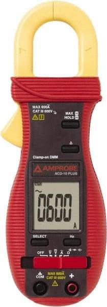 Amprobe - 3037808, CAT III, Digital Average Responding Clamp Meter with 1.0236" Clamp On Jaws - 400 VAC/VDC, 600 AC Amps, Measures Voltage, Continuity, Current, Frequency, Resistance - Benchmark Tooling