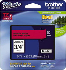 Brother - 3/4" Wide x 314.4" Long, Red Plastic/Paper Tape Cassette - For Label Maker - Benchmark Tooling