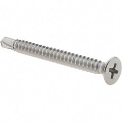 Value Collection - #10, Flat Head, Phillips Drive, 2" OAL, #3 Point, Self Drilling Screw - Grade 410 Stainless Steel - Benchmark Tooling