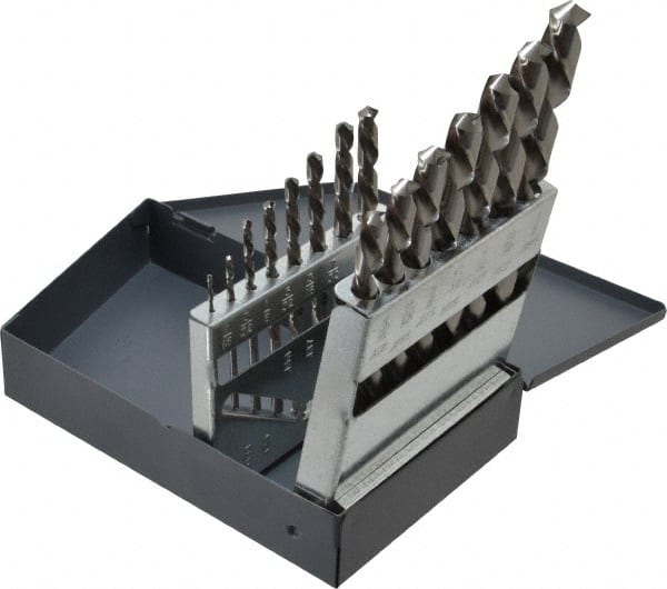 Chicago-Latrobe - 1/16 to 1/2", 118° Point, Bright Finish, High Speed Steel Jobber Length Drill Bit Set - Benchmark Tooling