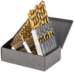 Chicago-Latrobe - 1/16 to 1/2", 135° Point, TiN Finish, Cobalt Jobber Length Drill Bit Set - Benchmark Tooling