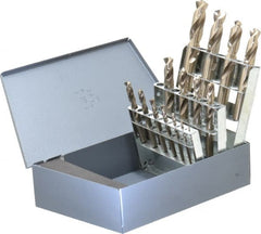 Chicago-Latrobe - 1/16 to 1/2", 135° Point, Gold Finish, Cobalt Screw Machine Length Drill Bit Set - Benchmark Tooling