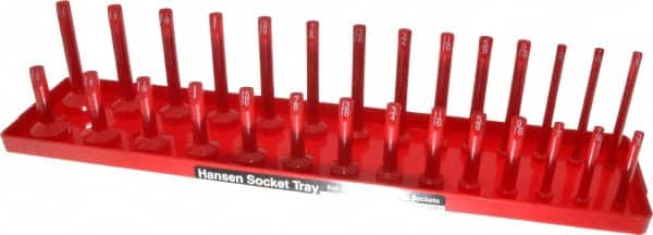 Made in USA - 28 Piece Capacity Deep & Shallow Inch Socket Tray - 1/2" Drive, Red - Benchmark Tooling