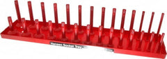 Made in USA - 28 Piece Capacity Deep & Shallow Inch Socket Tray - 1/2" Drive, Red - Benchmark Tooling