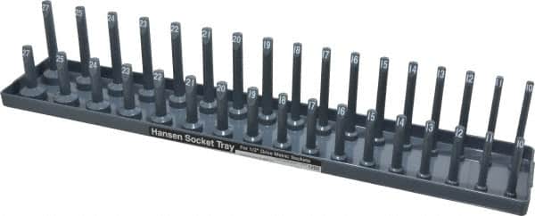 Made in USA - 34 Piece Capacity Deep & Shallow Metric Socket Tray - 1/2" Drive, Gray - Benchmark Tooling