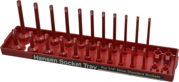 Made in USA - 26 Piece Capacity Deep & Shallow Inch Socket Tray - 1/4" Drive, Red - Benchmark Tooling
