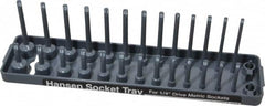 Made in USA - 28 Piece Capacity Deep & Shallow Metric Socket Tray - 1/4" Drive, Gray - Benchmark Tooling