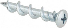 Powers Fasteners - 1/4" Diam, 1-1/4" OAL, Phillips Drive, Concrete Screw & Masonry Fastener - Steel, Chrome Finish - Benchmark Tooling