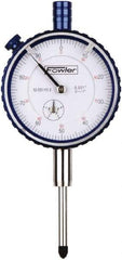 Fowler - 1" Range, 0-100 Dial Reading, 0.001" Graduation Dial Drop Indicator - 2-1/4" Dial, 0.1" Range per Revolution, Revolution Counter - Benchmark Tooling