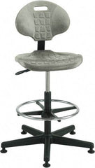 Bevco - 21 to 31" High Adjustable Height Swivel Stool - 27" Wide x 27" Deep, Polyurethane Seat, Gray - Benchmark Tooling