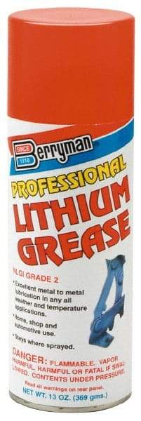 Berryman Products - 11 oz Aerosol Lithium Extreme Pressure Grease - Opaque, Extreme Pressure, 120°F Max Temp, - Benchmark Tooling