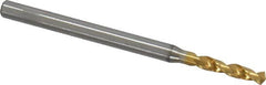 OSG - #43 130° Spiral Flute Vanadium High Speed Steel Screw Machine Drill Bit - TiN Finish, Right Hand Cut, 13mm Flute Length, 45mm OAL, Faceted Point, Straight Shank - Benchmark Tooling
