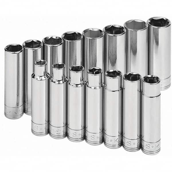 SK - 1/2" Drive Deep Socket Set - 10 to 24mm, Metric Measurement Standard - Benchmark Tooling