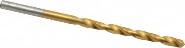 Chicago-Latrobe - #25 135° Cobalt Jobber Drill - TiN Finish, Right Hand Cut, Spiral Flute, Straight Shank, 3" OAL, Split Point - Benchmark Tooling