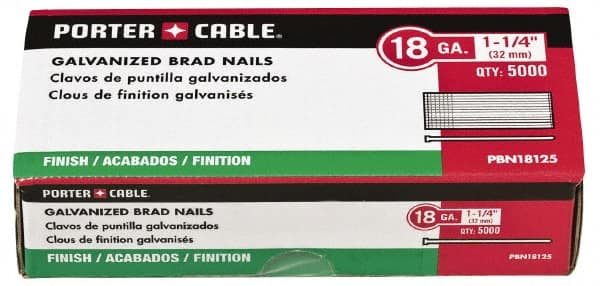 Porter-Cable - 18 Gauge 5/8" Long Brad Nails for Power Nailers - Grade 2 Steel, Galvanized Finish, Brad Head, Chisel Point - Benchmark Tooling