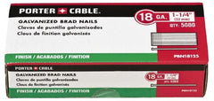 Porter-Cable - 18 Gauge 1-3/4" Long Brad Nails for Power Nailers - Grade 2 Steel, Galvanized Finish, Straight Stick Collation, Brad Head, Chisel Point - Benchmark Tooling