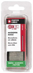 Porter-Cable - 23 Gauge 5/8" Long Pin Nails for Power Nailers - Grade 2 Steel, Galvanized Finish, Straight Stick Collation, Chisel Point - Benchmark Tooling