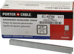 Porter-Cable - 3/8" Long x 3/8" Wide, 22 Gauge Crowned Construction Staple - Grade 2 Steel, Galvanized Finish - Benchmark Tooling