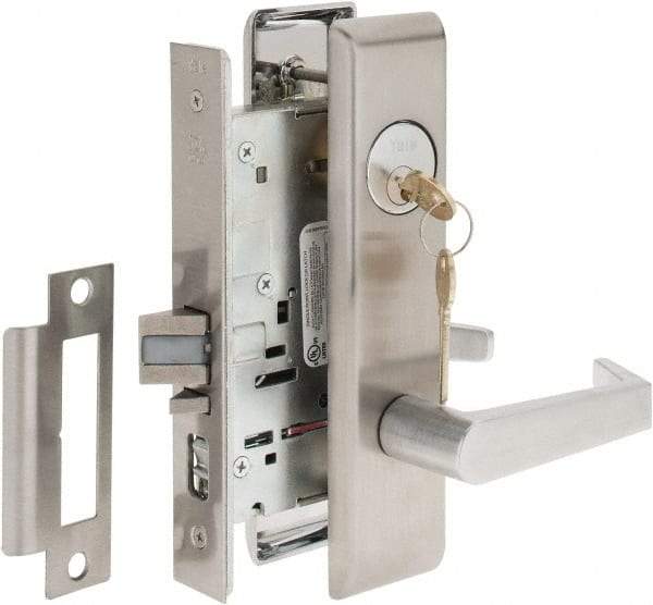 Yale - Extra Heavy Duty Entrance Lever Lockset - 2-3/4" Back Set, Standard Mortise Cylinder, Satin Chrome Finish - Benchmark Tooling