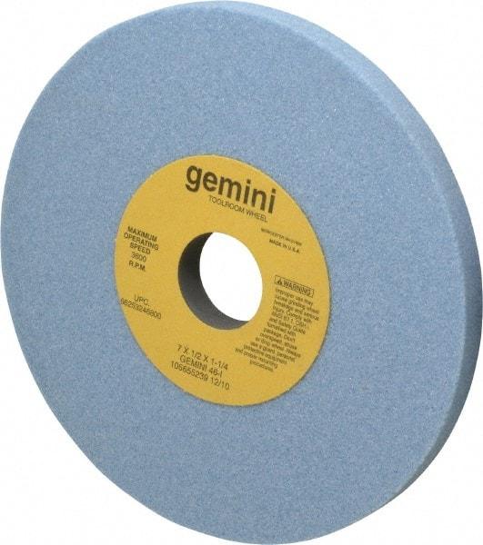 Norton - 7" Diam x 1-1/4" Hole x 1/2" Thick, I Hardness, 46 Grit Surface Grinding Wheel - Aluminum Oxide, Type 1, Coarse Grade, 3,600 Max RPM, No Recess - Benchmark Tooling