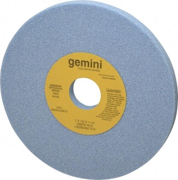 Norton - 7" Diam x 1-1/4" Hole x 1/2" Thick, K Hardness, 46 Grit Surface Grinding Wheel - Aluminum Oxide, Type 1, Coarse Grade, 3,600 Max RPM, No Recess - Benchmark Tooling