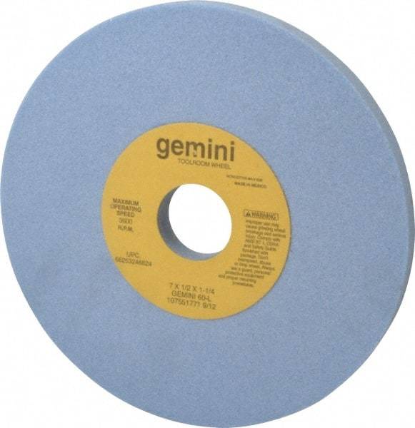 Norton - 7" Diam x 1-1/4" Hole x 1/2" Thick, L Hardness, 60 Grit Surface Grinding Wheel - Aluminum Oxide, Type 1, Medium Grade, 3,600 Max RPM, No Recess - Benchmark Tooling
