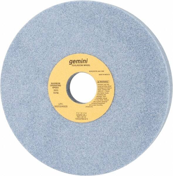 Norton - 7" Diam x 1-1/4" Hole x 1" Thick, J Hardness, 46 Grit Surface Grinding Wheel - Aluminum Oxide, Type 5, Coarse Grade, 3,600 Max RPM, One-Side Recess - Benchmark Tooling
