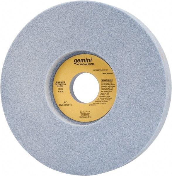 Norton - 7" Diam x 1-1/4" Hole x 1" Thick, K Hardness, 60 Grit Surface Grinding Wheel - Aluminum Oxide, Type 5, Medium Grade, 3,600 Max RPM, One-Side Recess - Benchmark Tooling