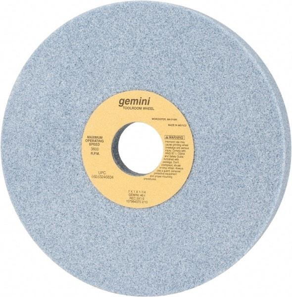 Norton - 7" Diam x 1-1/4" Hole x 1" Thick, I Hardness, 46 Grit Surface Grinding Wheel - Aluminum Oxide, Type 5, Coarse Grade, 3,600 Max RPM, One-Side Recess - Benchmark Tooling