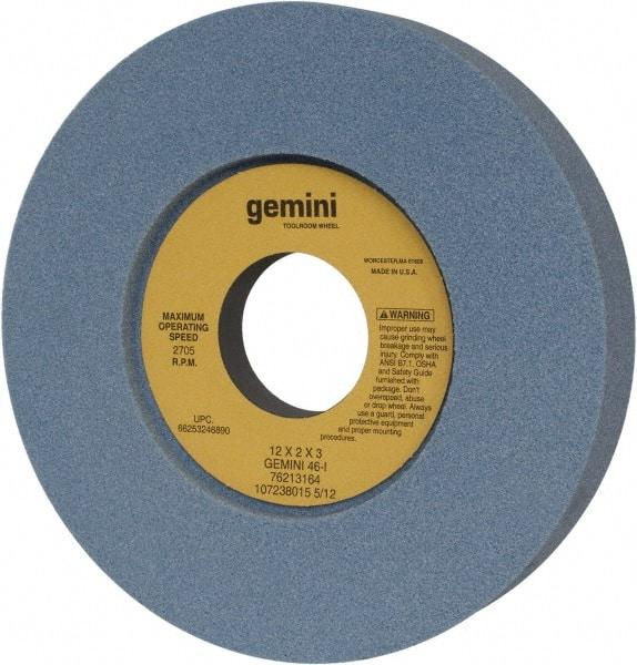 Norton - 12" Diam x 3" Hole x 2" Thick, I Hardness, 46 Grit Surface Grinding Wheel - Aluminum Oxide, Type 7, Coarse Grade, 2,705 Max RPM, Two-Side Recess - Benchmark Tooling