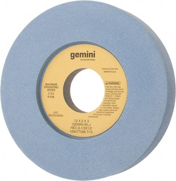 Norton - 12" Diam x 3" Hole x 2" Thick, J Hardness, 60 Grit Surface Grinding Wheel - Aluminum Oxide, Type 7, Medium Grade, 2,705 Max RPM, Two-Side Recess - Benchmark Tooling