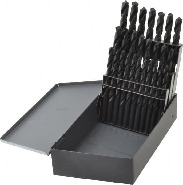 Chicago-Latrobe - 118° Point, Oxide Finish, High Speed Steel Jobber Length Drill Bit Set - Exact Industrial Supply