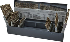 Chicago-Latrobe - 1/16 to 1/2", 135° Point, Gold Finish, Cobalt Jobber Length Drill Bit Set - Benchmark Tooling