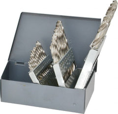 Chicago-Latrobe - 1/16 to 1/2", 118° Point, Bright Finish, High Speed Steel Jobber Length Drill Bit Set - Benchmark Tooling