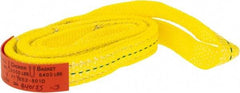 Lift-All - 4' Long x 1" Wide, 3,200 Lb Vertical Capacity, 2 Ply, Polyester Web Sling - 2,500 Lb Choker Capacity, Yellow - Benchmark Tooling