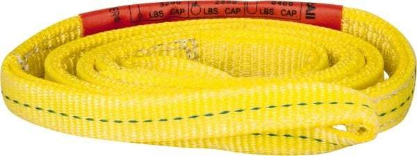 Lift-All - 6' Long x 1" Wide, 3,200 Lb Vertical Capacity, 2 Ply, Polyester Web Sling - 2,500 Lb Choker Capacity, Yellow - Benchmark Tooling