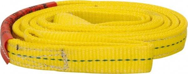 Lift-All - 8' Long x 1" Wide, 3,200 Lb Vertical Capacity, 2 Ply, Polyester Web Sling - 2,500 Lb Choker Capacity, Yellow - Benchmark Tooling