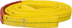 Lift-All - 8' Long x 1" Wide, 3,200 Lb Vertical Capacity, 2 Ply, Polyester Web Sling - 2,500 Lb Choker Capacity, Yellow - Benchmark Tooling