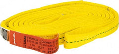 Lift-All - 12' Long x 1" Wide, 3,200 Lb Vertical Capacity, 2 Ply, Polyester Web Sling - 2,500 Lb Choker Capacity, Yellow - Benchmark Tooling